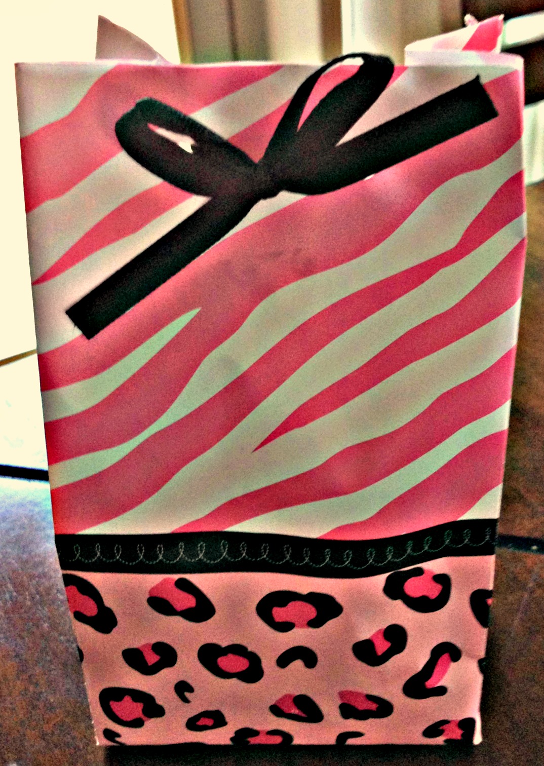 zebra and pink favor bags