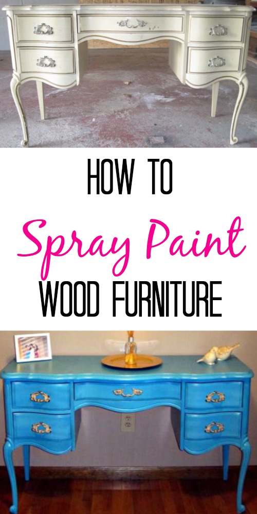 How to spray paint wood furniture. Easy tutorial with step by step pictures. Easy!